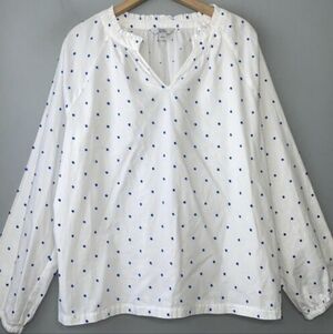 Croft & Barrow White Blouse with Blue Dots